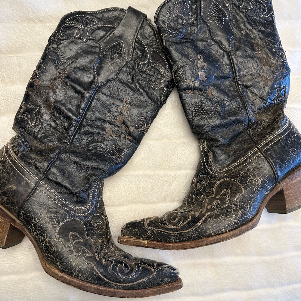 Corral Black Leather Western Boots